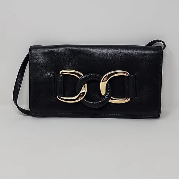 Michael Kors Black Leather Shoulder Clutch Bag - Picture 1 of 5